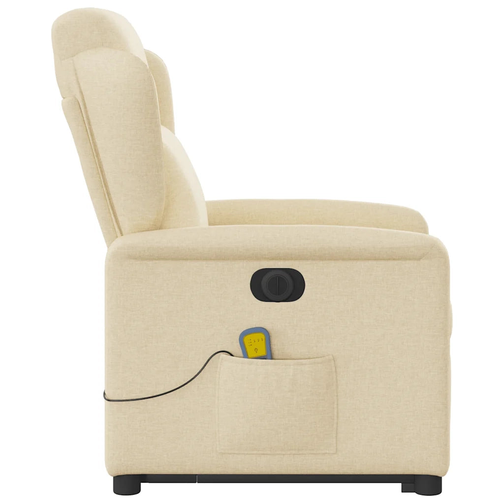 Poltrona Alzapersona Massaggiante Elettrica Crema in Tessuto 3303172