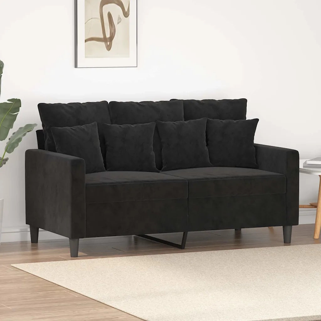 Divano | Divano da soggiorno | Sofa a 2 Posti Nero 120 cm in Velluto