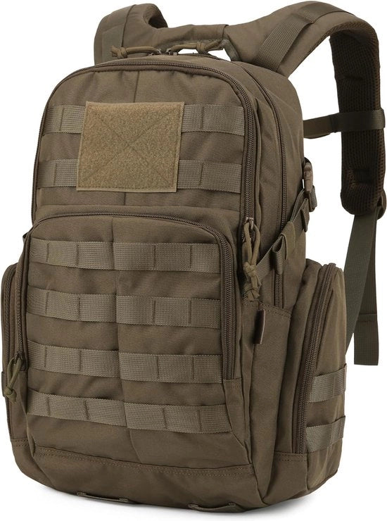 Zaino Militare - 25 Litri - Multifunzionale - Stilistico - Zaino - Regolabile - Robusto - Zainetto - Escursione - Campeggio - Tasca Laptop - Borsa Scuola - Uomo Donna Bambino Unisex - Campeggio - Borsa - Avventura - Escursione - Back to School - Khaki