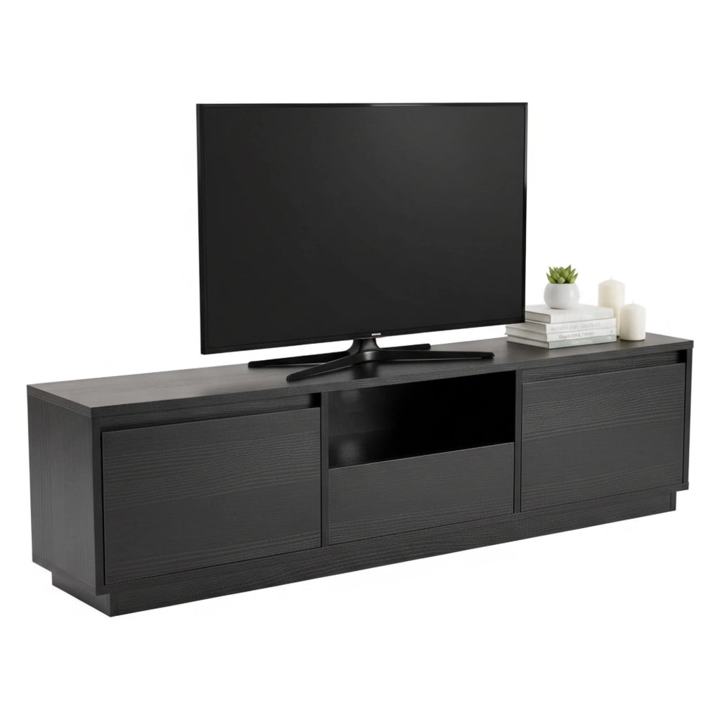Mobile porta TV Morrigan, Credenza da soggiorno, Armadio basso per TV, Base parete attrezzata, 160x30 h42 cm, Nero