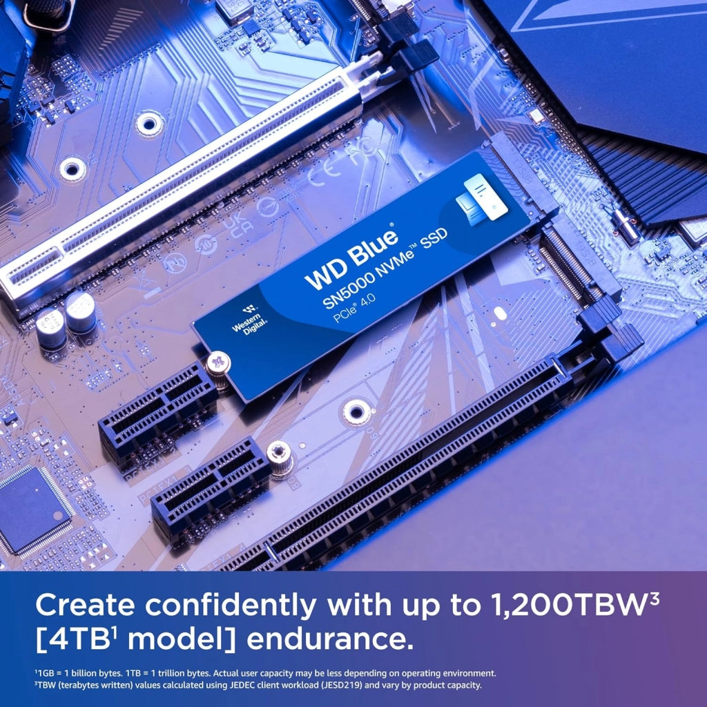 WD Blue SN5000 NVMe SSD 2TB (Fino a 5.150MB/s velocità, M.2 2280, PCIe Gen4, Tecnologia nCache 4.0, Include Acronis True Image per SANDISK, clonazione e migrazione del disco)