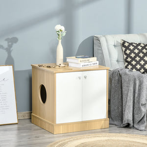 Mobile Lettiera per Gatti 60x55x62,5 cm in Legno Legno e Bianco