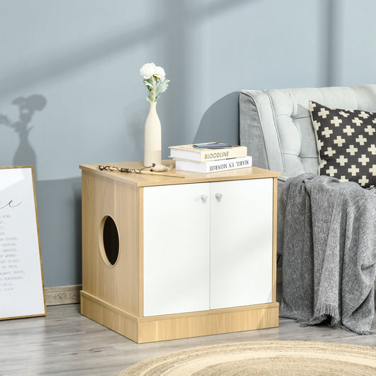 Mobile Lettiera per Gatti 60x55x62,5 cm in Legno Legno e Bianco