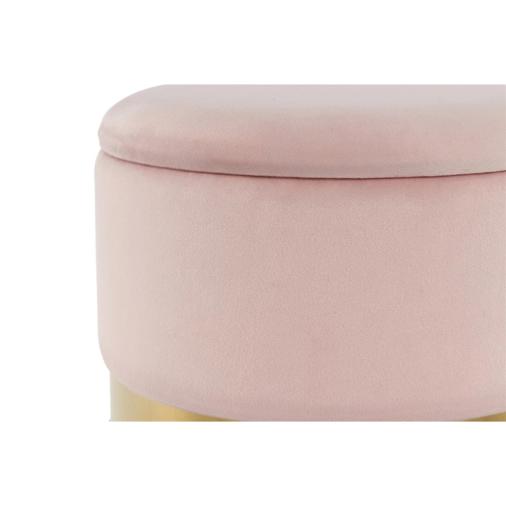 Set di 2 pouf contenitori Zora in velluto rosa e oro