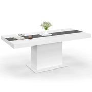 IDMarket - Tavolo da pranzo rettangolare allungabile EDEN 6-10 persone bianco con fascia centrale grigia 160-200 cm