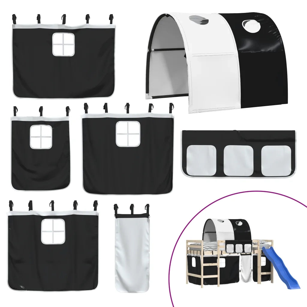 Tende per Letto a Soppalco con Tunnel Bianco e Nero Poliestere CFW5347492