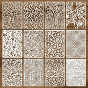 Set di stencil 12 pezzi - Disegni geometrici - Reutilizzabile - Plastica - Attività di ricreazione - Decorazione - 21 x 15 cm - Stencil per pittura