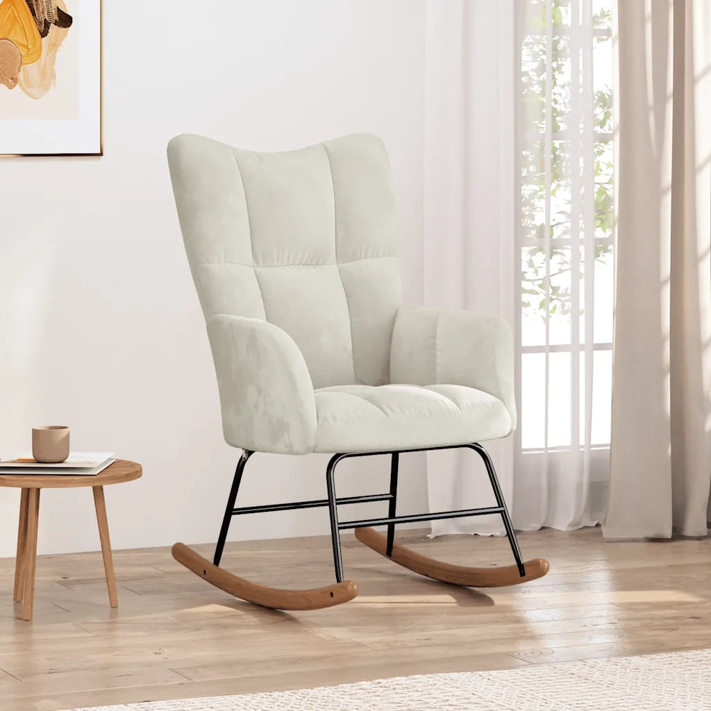 Sedia a Dondolo Crema in Velluto CFW7397965