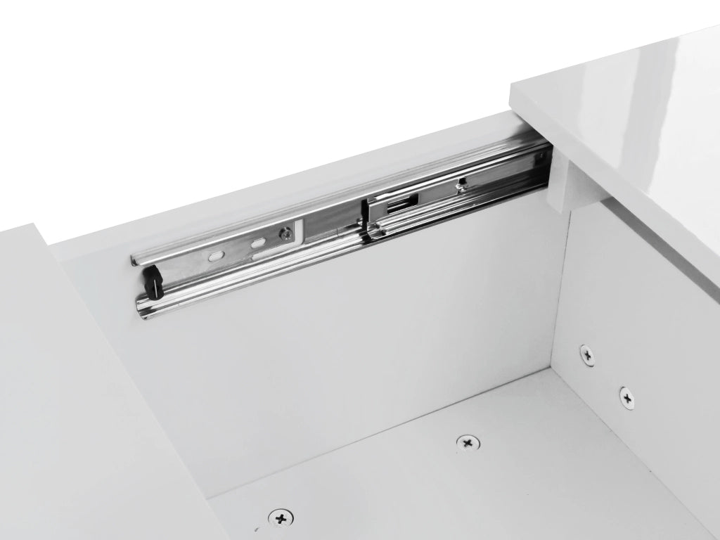 Tavolino da salotto con 2 cassetti e 2 vani contenitore, per soggiorno, bianco, 100 × 50 × 31 cm