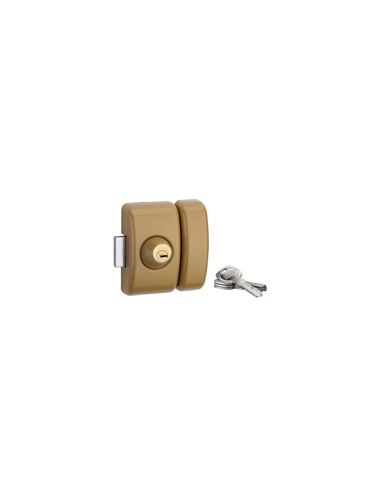 Serratura da applicare, doppia entrata chiave reversibile Design 5, cilindro 45mm, acciaio, 4 chiavi, Bronzo - THIRARD