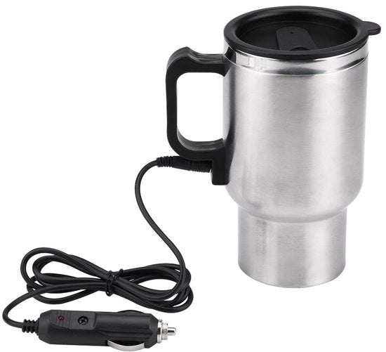 Caffettiera portatile elettrica per viaggio - 450 ml - Acciaio inossidabile - Per auto e camper - 12 V - Utile per le soste