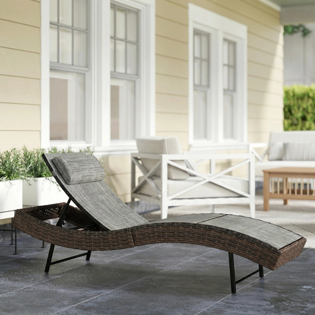 Lettino da Giardino in Rattan ¨C Zephmum ¨C Marrone 60x198x44 con Cuscino