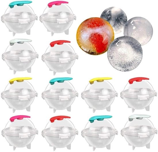 Forme per gelato a forma di cubo 12 pezzi - Sferette per gelato a forma di pallina - Silicone/Plastica - Gelatiera per uso casalingo - Gadget per la cucina - Dimensioni 6 x 6,5 cm