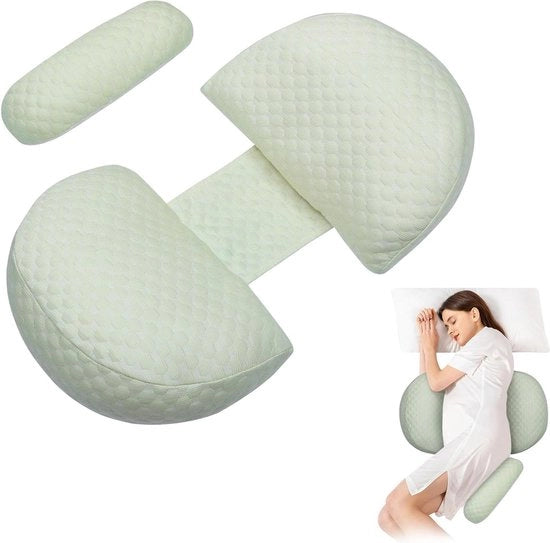 Cuscino per la gravidanza a forma di U, rimovibile e lavabile - Supporto multifunzionale per la schiena, per dormire lateralmente - Cuscino per dormire lateralmente sostiene la schiena, il sedere, le gambe e l'addome - Verde