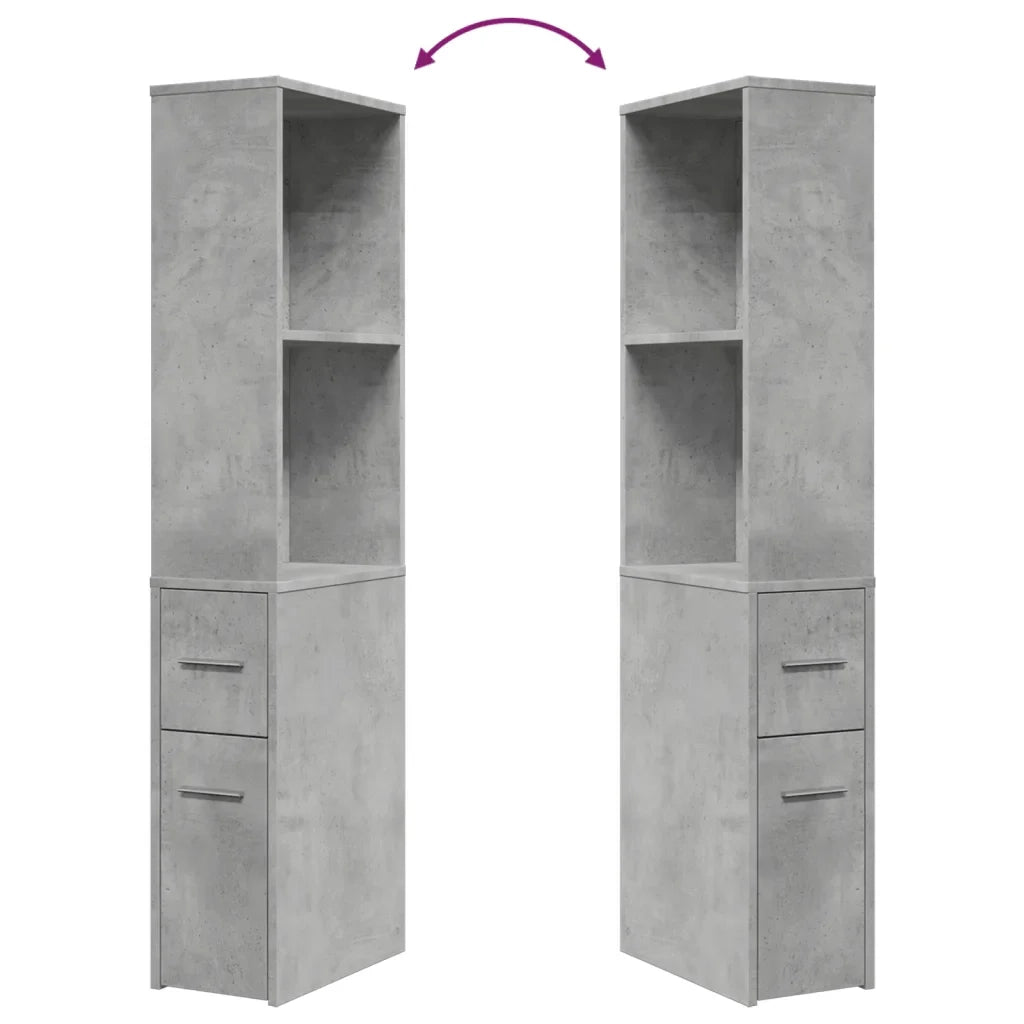 Mobiletto da bagno stretto con rotelle 22 x 41 x 135 cm ampio e pratico vano contenitore stile contemporaneo legno composito grigio cemento 02_0050667
