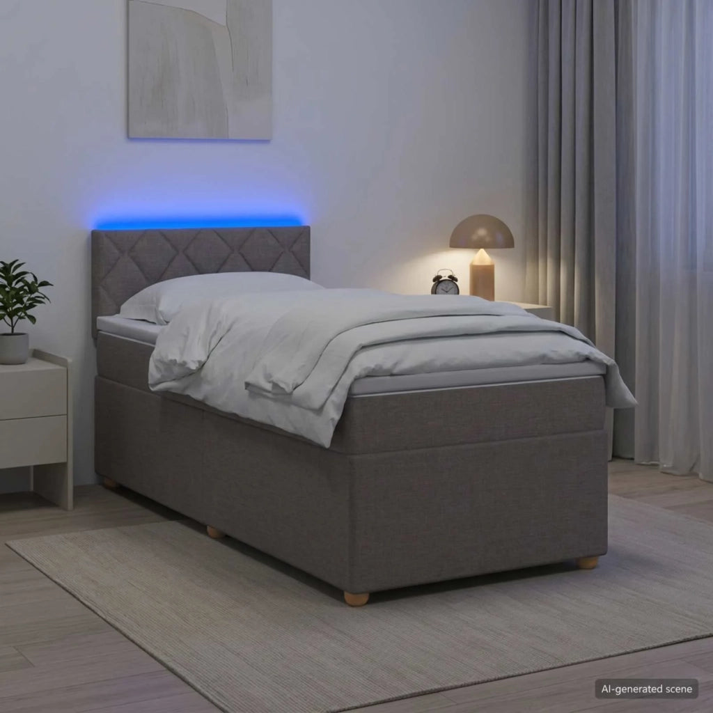 Letto box spring con materasso Tortora 90 x 190 cm Tessuto 3452321