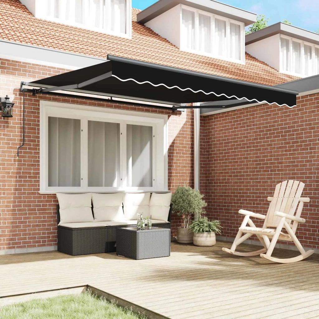 Tenda Retrattile Nero 350 x 250 cm Poliestere e Acciaio 3330325