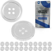 Bottoni per abbigliamento, 24 pezzi, 4 fori, Ø 25,4 mm, trasparenti, di poliestere, misura 40L, bottoni per giacche, cappotti, camicie, polos, bottoni DIY di resina, bottoni da bucato, bottoni base, bottoni per ricamo