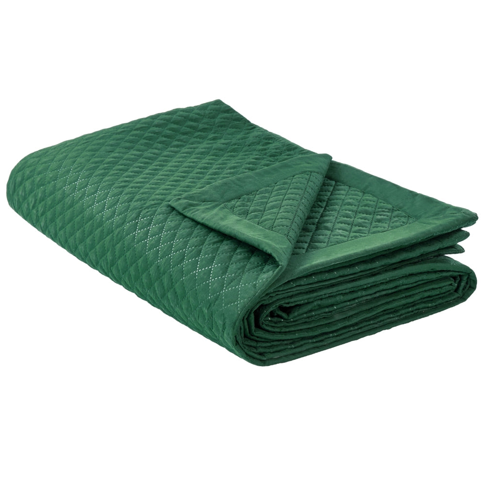 Copriletto in tessuto di poliestere verde 200 x 220 cm con motivo decorativo in rilievo Biancheria da letto di design classico Camera da letto