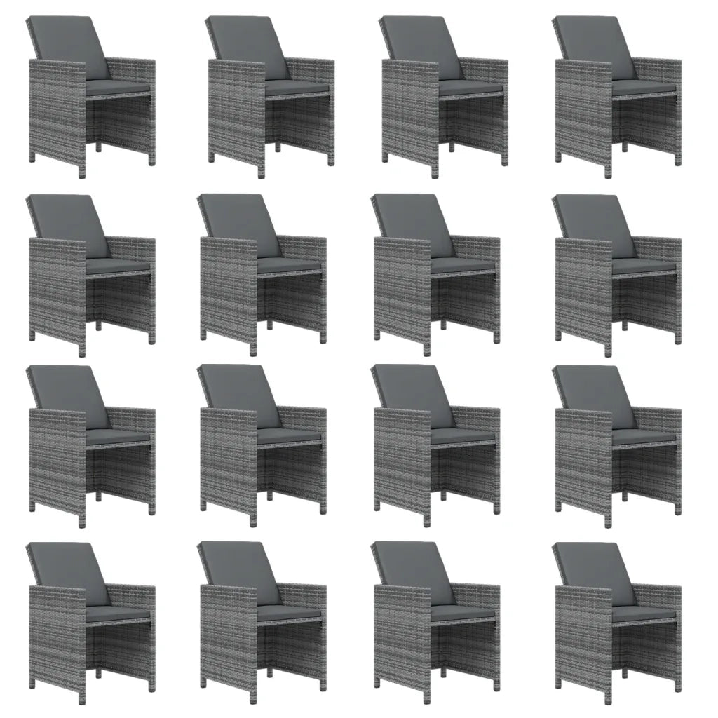 Set da Pranzo per Giardino 21pz con Cuscini Polyrattan Grigio cod mxl 36003