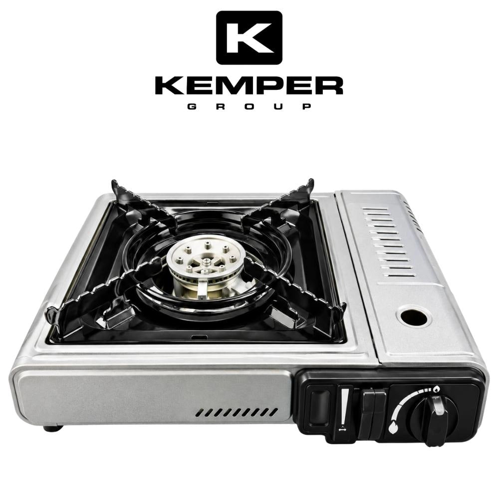 Kemper 104987e fornello da tavolo smart cartuccia butano attacco baionetta accensione piezo con valigetta 160 g/h 2,2 kw