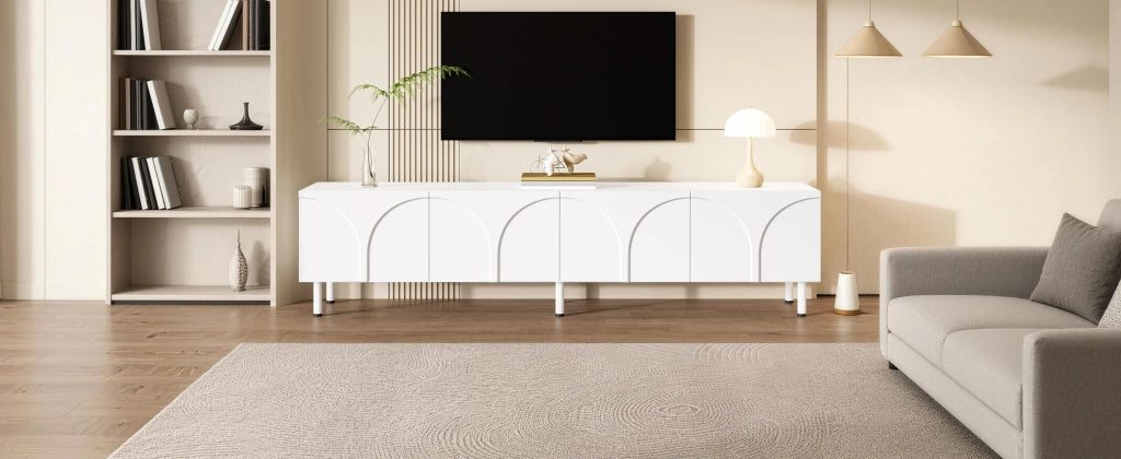Cassettiera TV bianca in MDF e truciolare lunghezza 180 cm