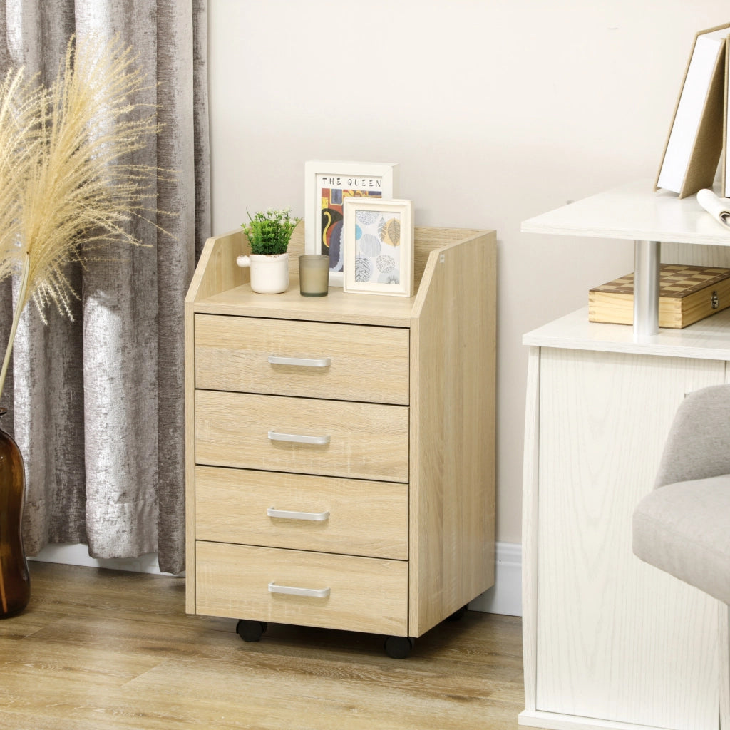 Cassettiera con Ruote 4 Cassetti ¨C Xylo ¨C Legno Naturale 40x36x65cm