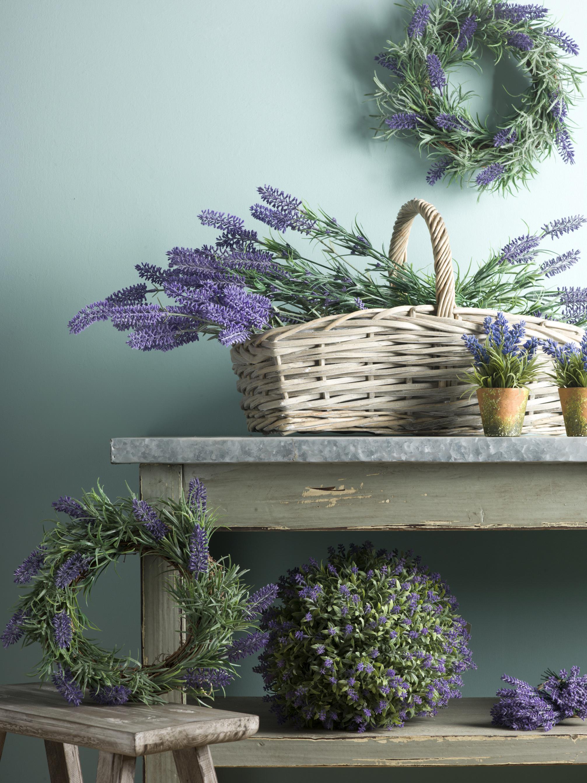 Set 4 Lavanda Artificiale con 15 Fiori Altezza 61 cm Viola