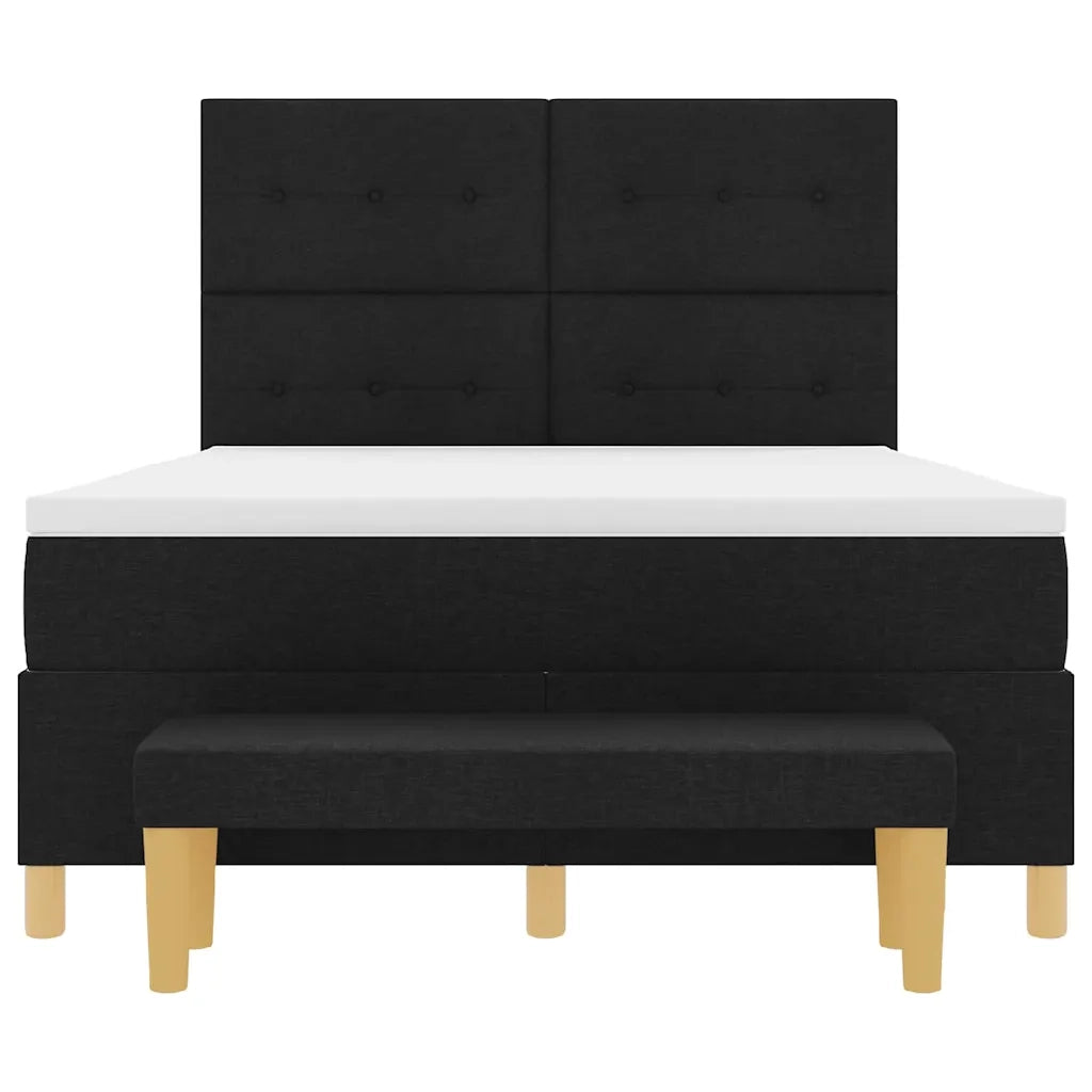 Letto a molle con testiera Nero 190 x 140 cm Tessuto