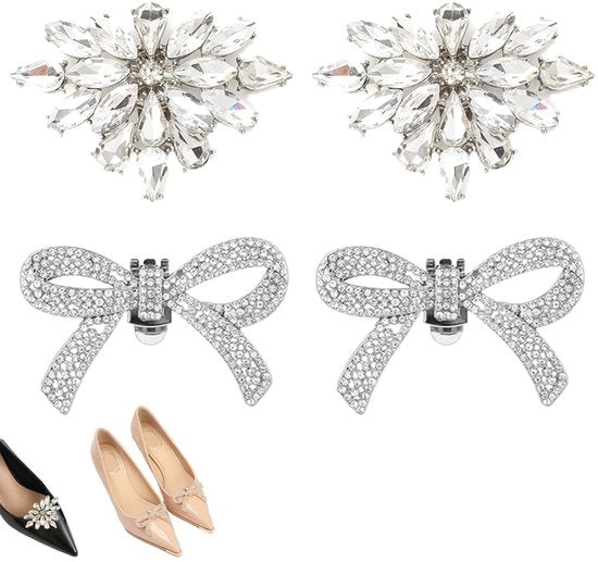 Set di 4 Clip per Scarpe con Strass per Matrimonio e Festa