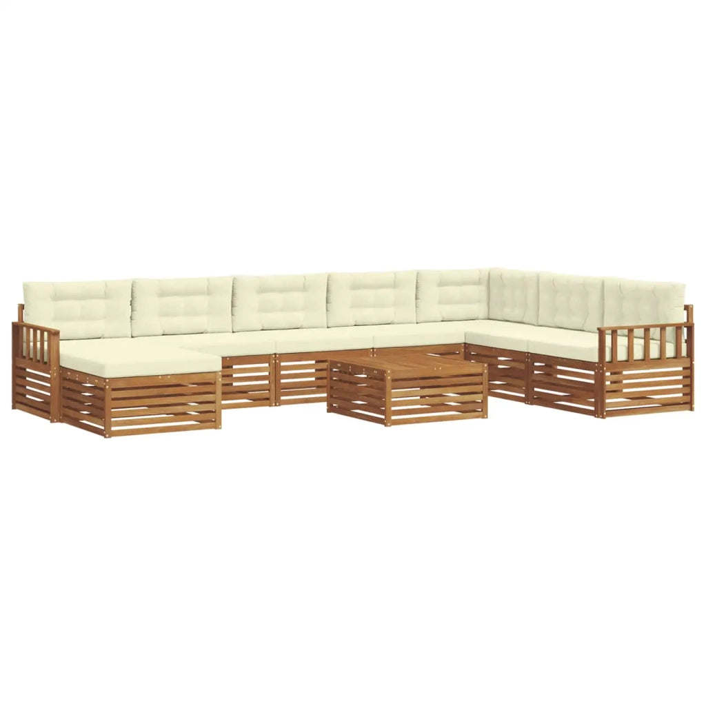Set di divani da esterno con cuscino 9 pcs Naturale e Crema