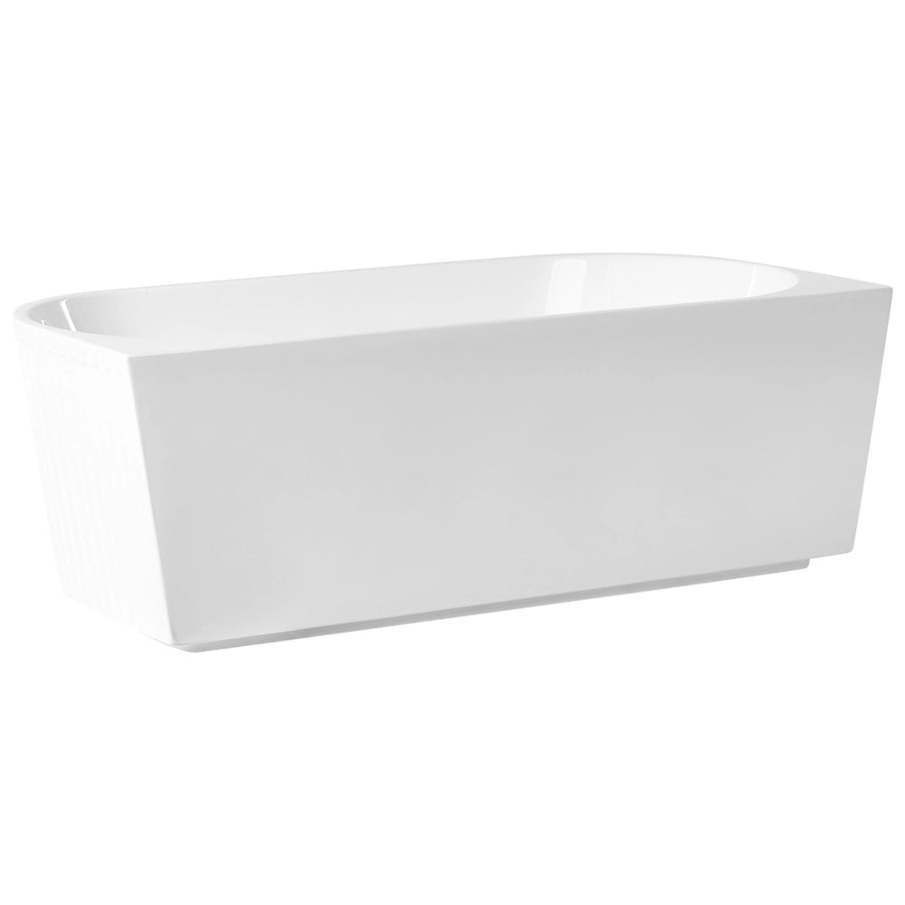 Vasca da bagno ovale moderna 170 x 80 cm Acrilico Finitura scanalata Bagno Bianco opaco