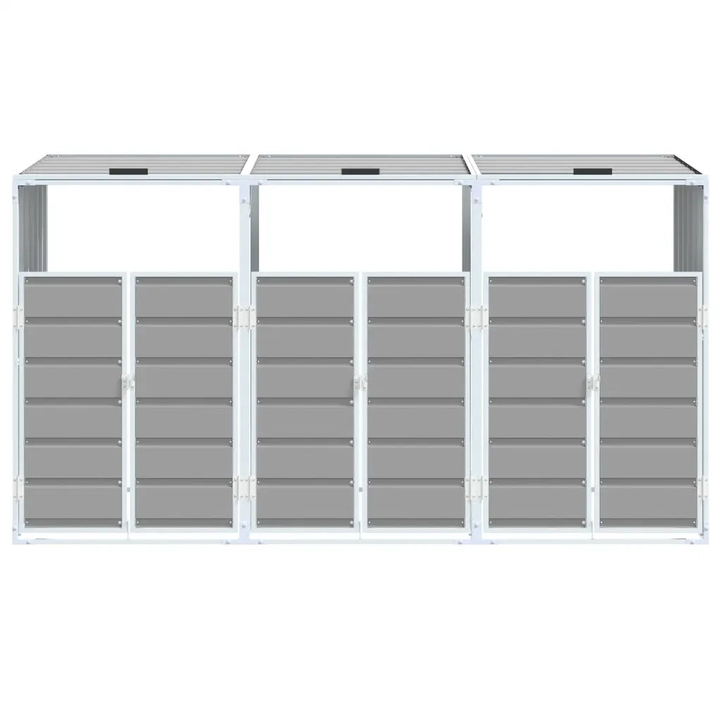 Copribidone con Ruote per 3 Bidoni Grigio 216x81x115 cm Acciaio CFW4154104