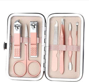Set di manicure multifunzionale 8 in 1 con forbici e trimmer per unghie, strumento per pulire le orecchie e kit per cura del viso.