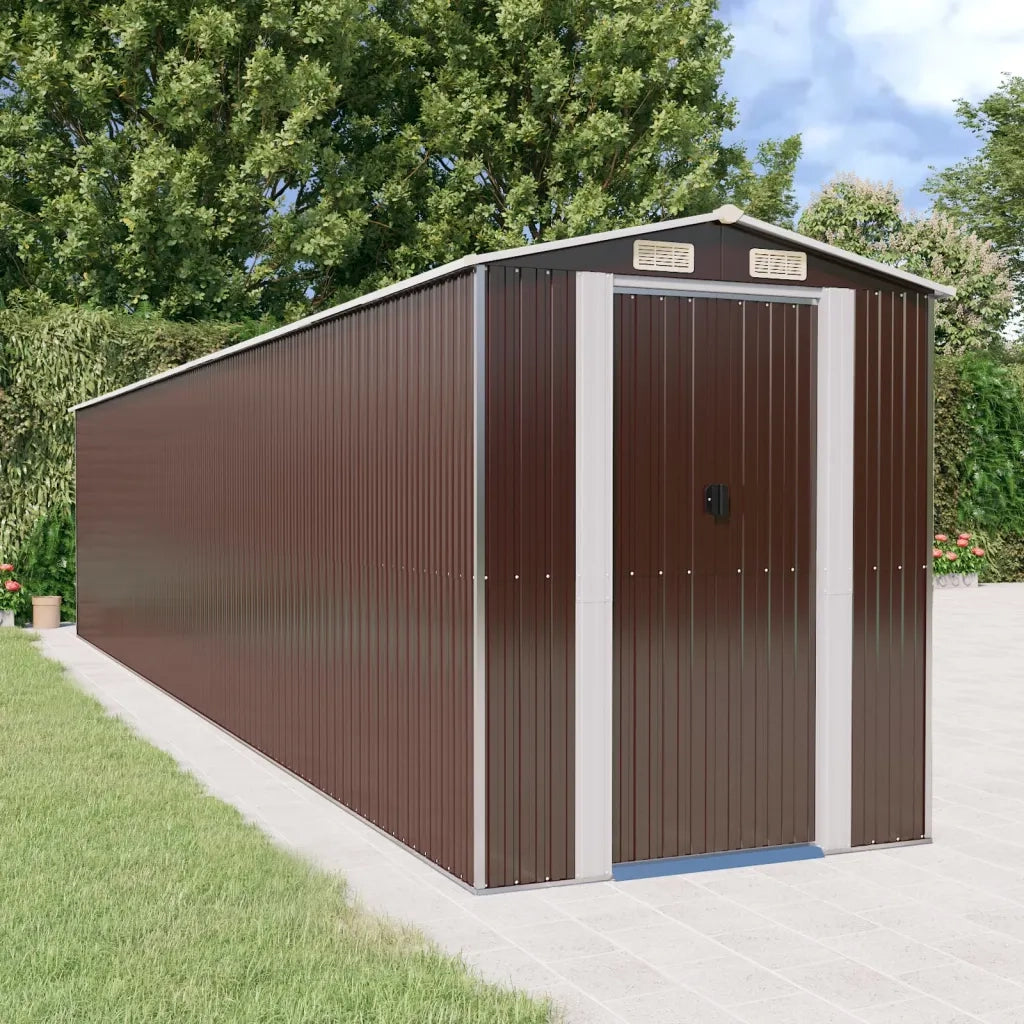 Capanno da Giardino Marrone Scuro 192x938x223cm Acciaio Zincato 3147469