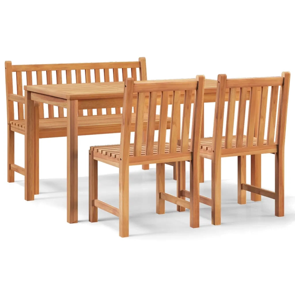 Set da Pranzo per Giardino 4 pz in Legno Massello di Teak cod mxl 44599