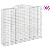 Cestini gabbioni recinzione a gabbia muro di contenimento ad arco 6 pezzi 300 x 50 x 220/240 cm ferro zincato argento 02_0041027