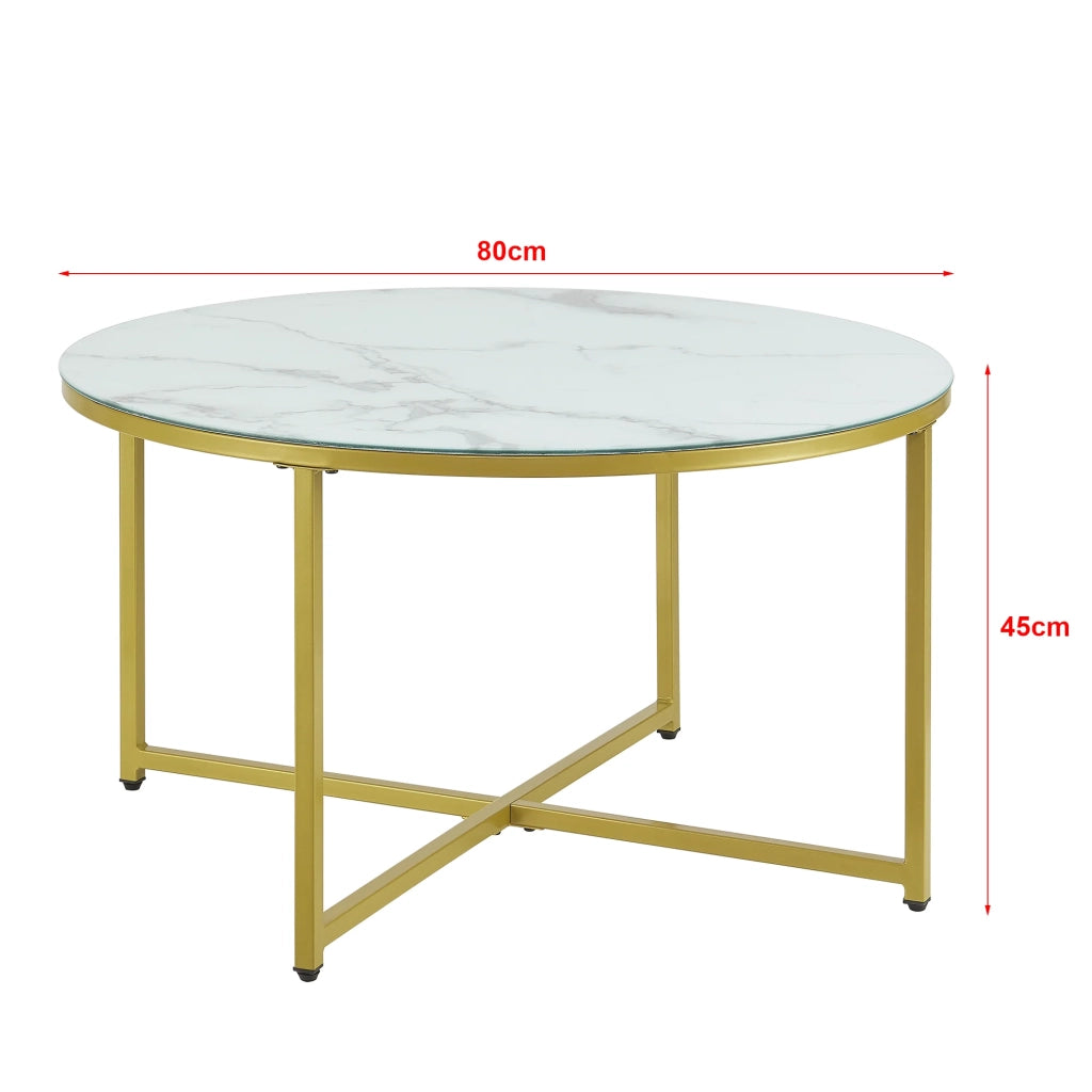 Tavolino rotondo per soggiorno 45 x 80 cm marmo bianco/oro 03_0008496
