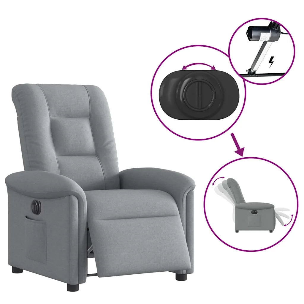 Poltrona Elettrica Reclinabile Grigio Chiaro in Tessuto 3303234