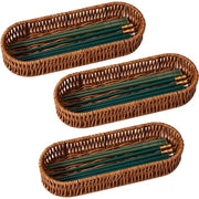 Cassetto a tre ante in plastica rattan, contenitore tessuto per utensili da cucina, contenitore tessuto per forchetta e cucchiaio, set di contenitori per posate, per ante, armadi, magazzini.