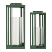 Set di due lanterne geometriche in metallo e vetro temperato