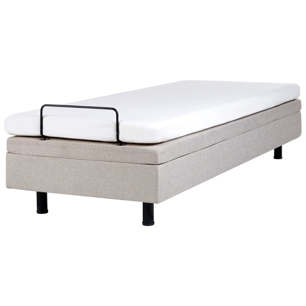 Letto singolo in poliestere beige chiaro regolabile con telecomando senza testiera 90 x 200 cm stile moderno