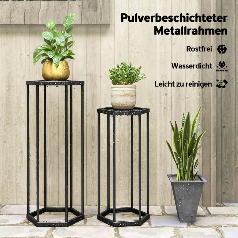 PORTA PIANTE Set da 2 pezzi 75/60 cm Metallo Nero