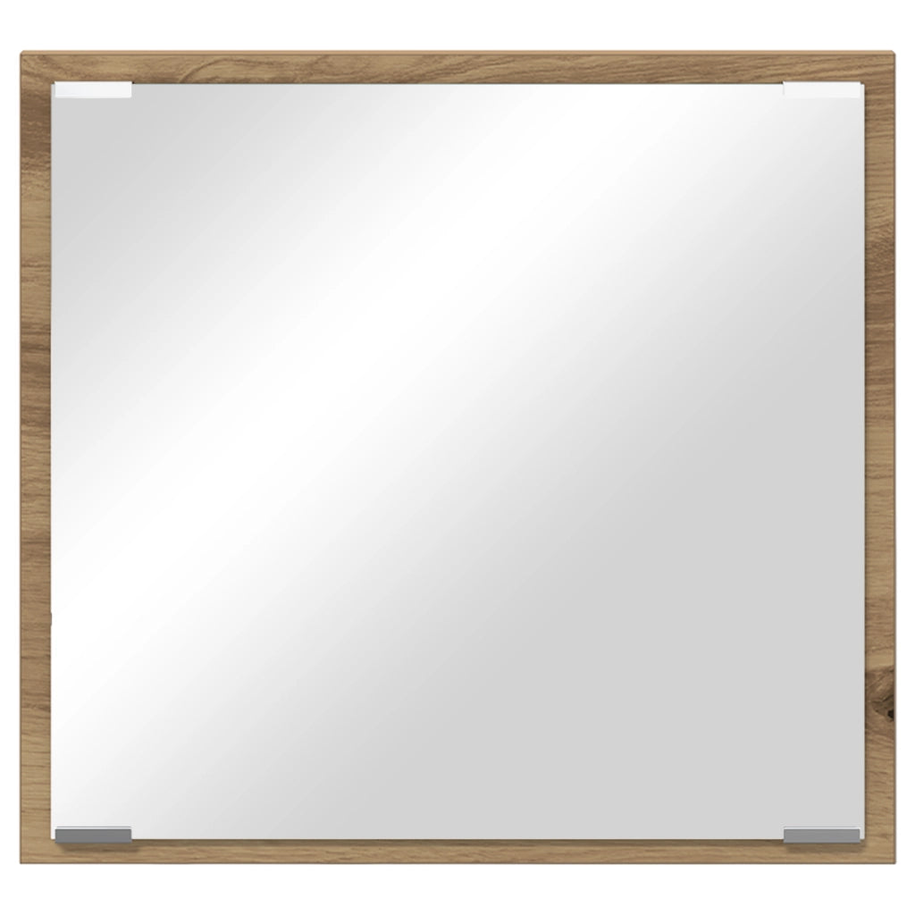 Specchio da bagno LED Rovere artigianale 40x8.5x37 cm Legno ingegnerizzato