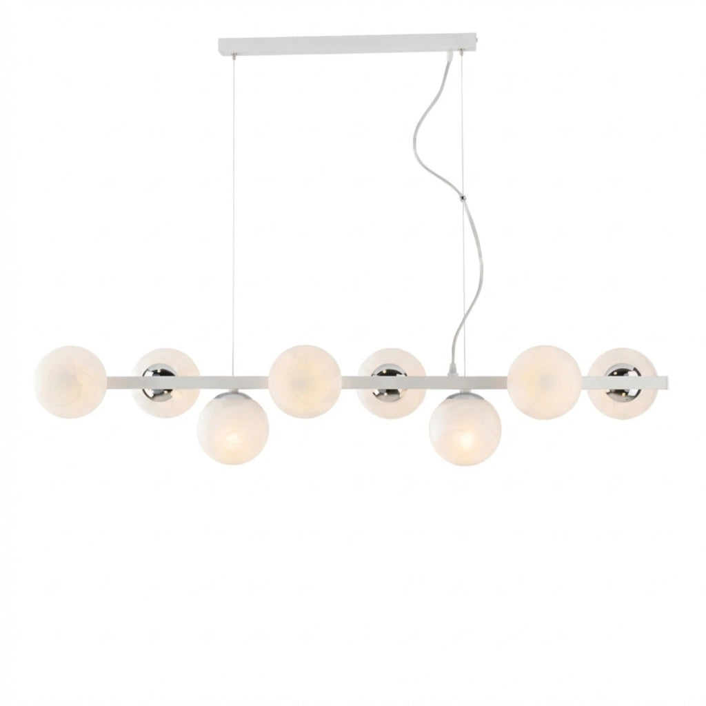 Lampadario Contemporaneo Adrian Metallo Bianco Cromo 8 Luci E14
