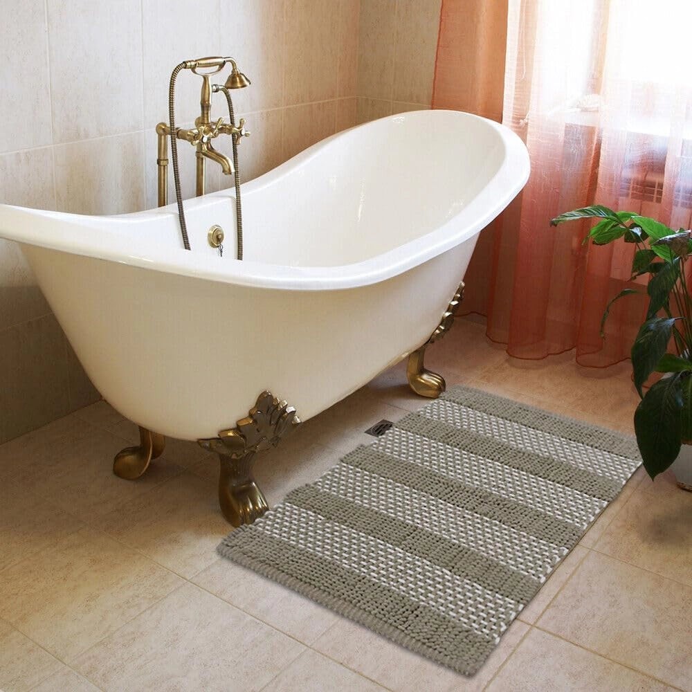 Tappeto Camera Scendiletto Bagno 60x120 Cm Cotone Intrecciato Morbido Assorbente Beige