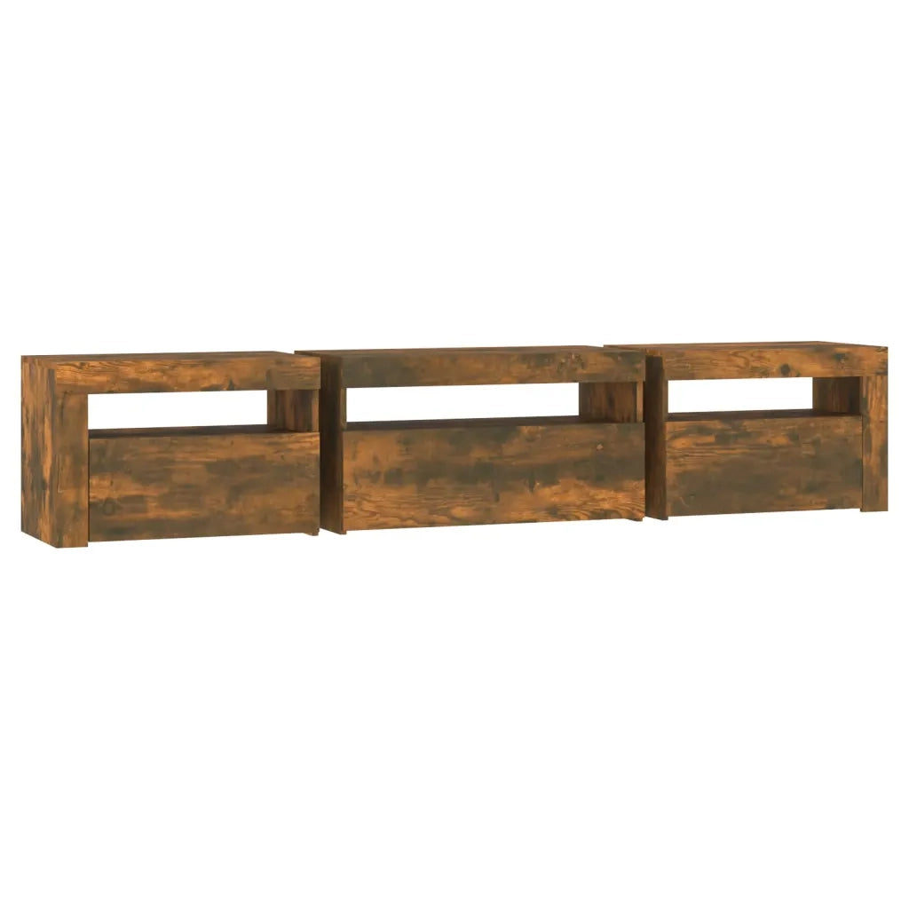 Mobile Porta TV con Luci LED Rovere Fumo 195x35x40 cm 3152743