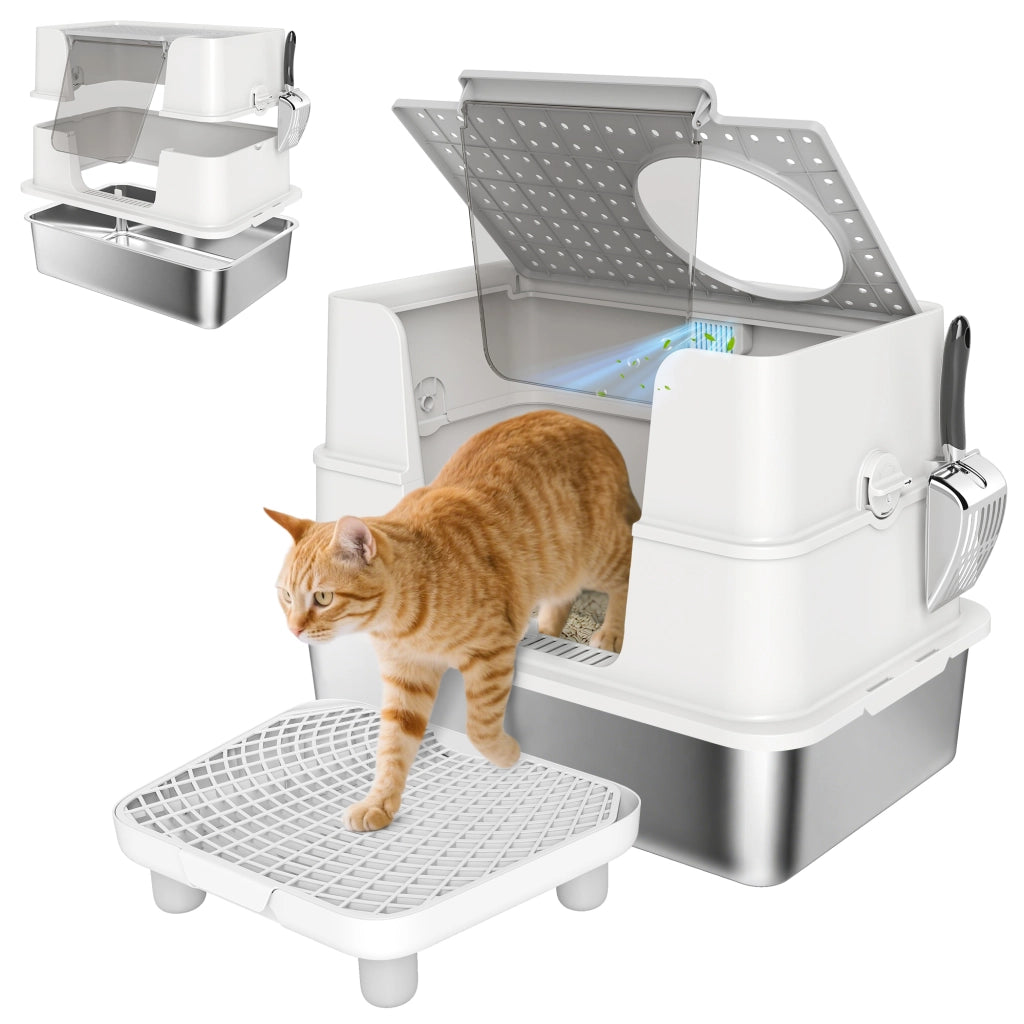 Lettiera per Gatti XL in Acciaio Inox ¨C zephmum ¨C Grigio Chiaro 60.2x40.2x44.5cm