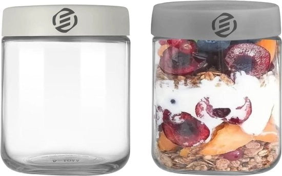 Set di Overnight Oats in Jar di Mason - Muesli - Bicchiere di Vetro - Avena - Collezione - Da non perdere per la tua colazione