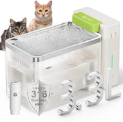 Fonte per gatti A3 Lite con tecnologia di ultrafiltrazione - grande serbatoio da 3,3 litri, becher di acciaio inossidabile SUS316, silenzioso (≤25 dB), 100% impermeabile all'acqua e risparmia energia per acqua potabile pulita (bianco)